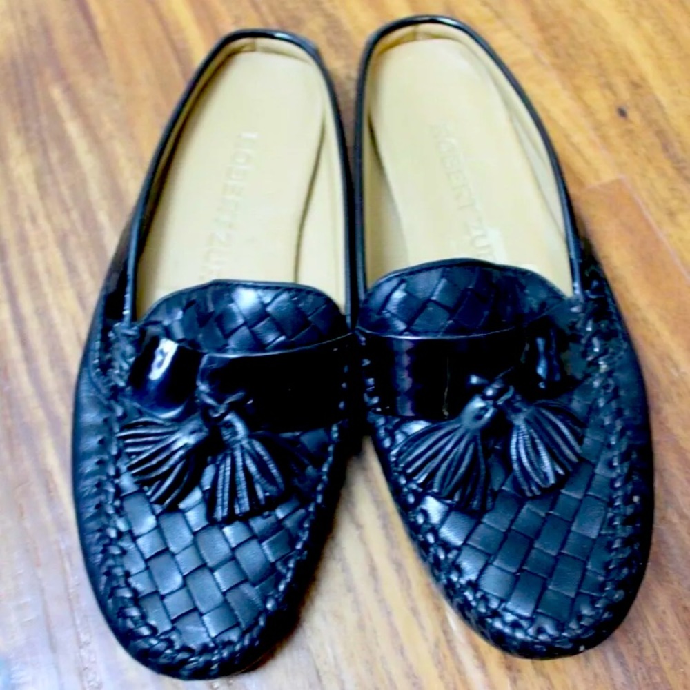 Robert Zur Black Tassel Loafer Mule Slide